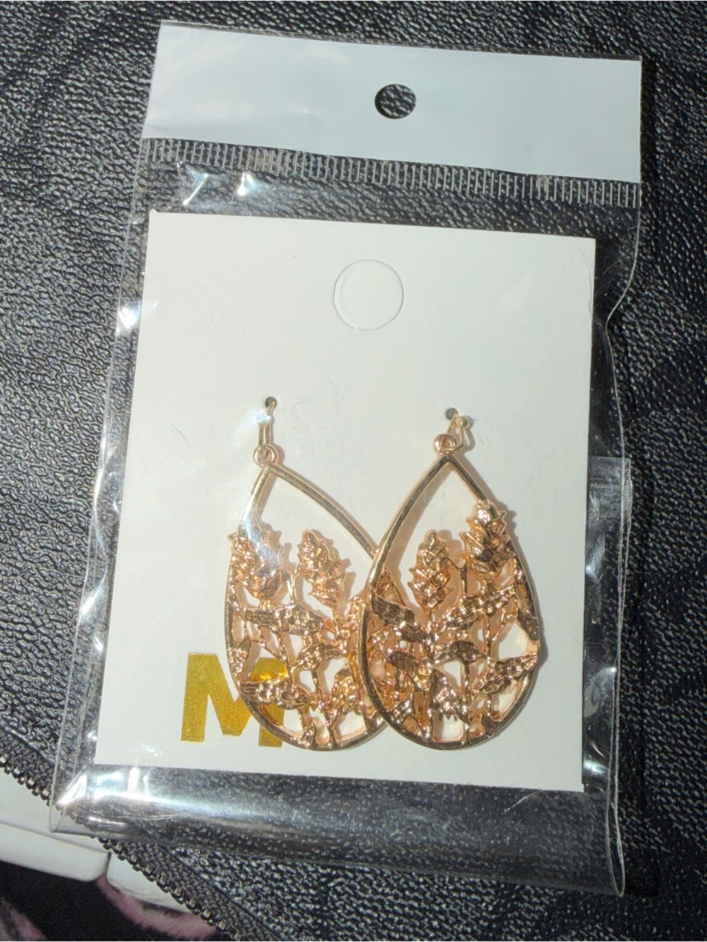 Gold Floral Teardrop Dangle Earrings - Women Jewelry